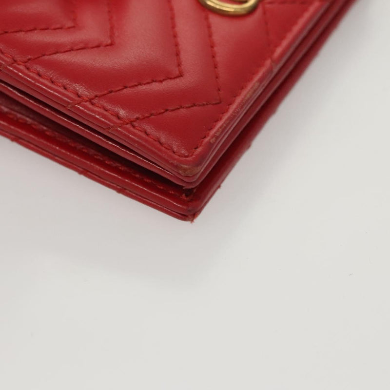 GUCCI Bifold Wallet Leather Red 466492 Auth hk2456