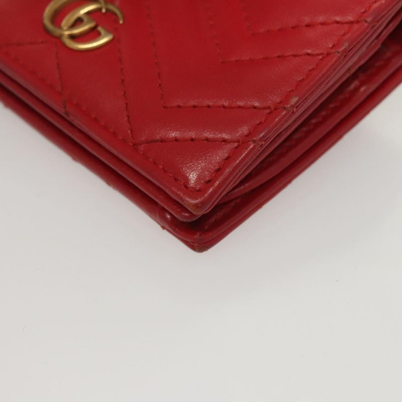 GUCCI Bifold Wallet Leather Red 466492 Auth hk2456