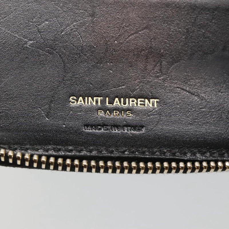 SAINT LAURENT Long Wallet PVC Black Auth hk2460