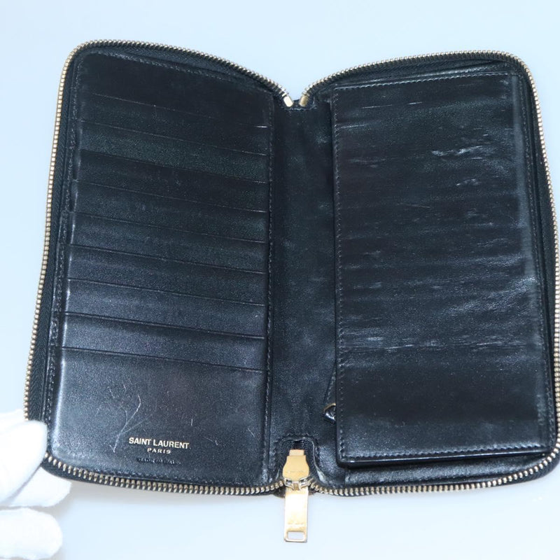 SAINT LAURENT Long Wallet PVC Black Auth hk2460