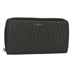 SAINT LAURENT Long Wallet PVC Black Auth hk2460
