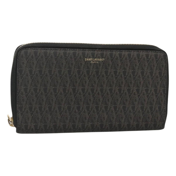 SAINT LAURENT Long Wallet PVC Black Auth hk2460