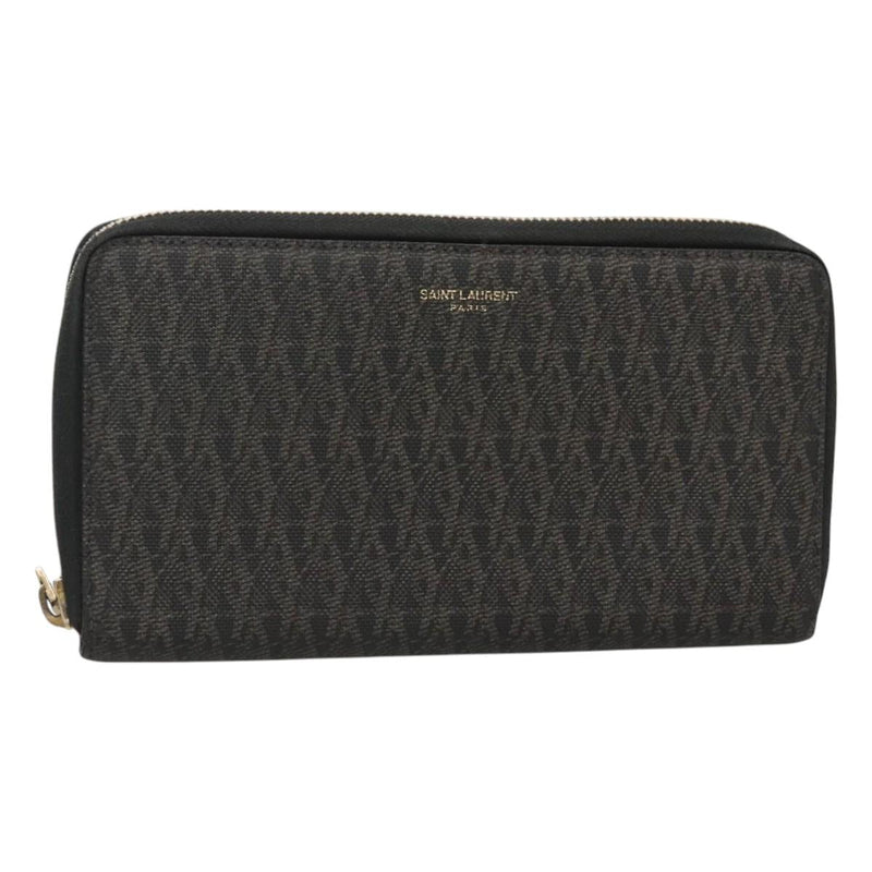 SAINT LAURENT Long Wallet PVC Black Auth hk2460