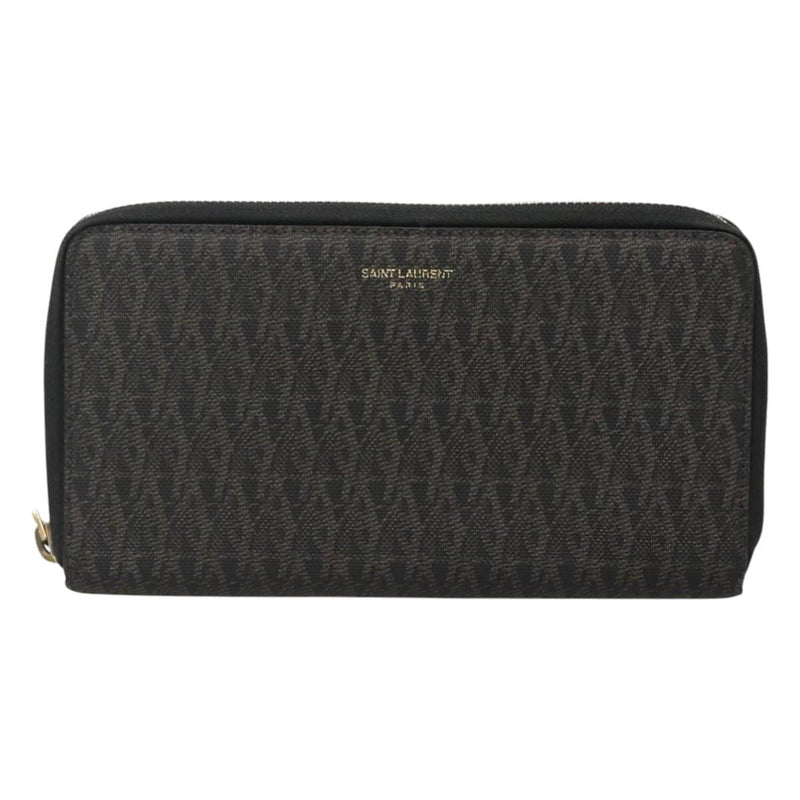 SAINT LAURENT Long Wallet PVC Black Auth hk2460