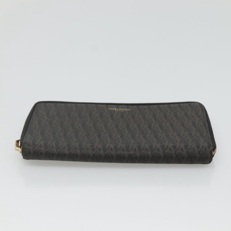 SAINT LAURENT Long Wallet PVC Black Auth hk2460