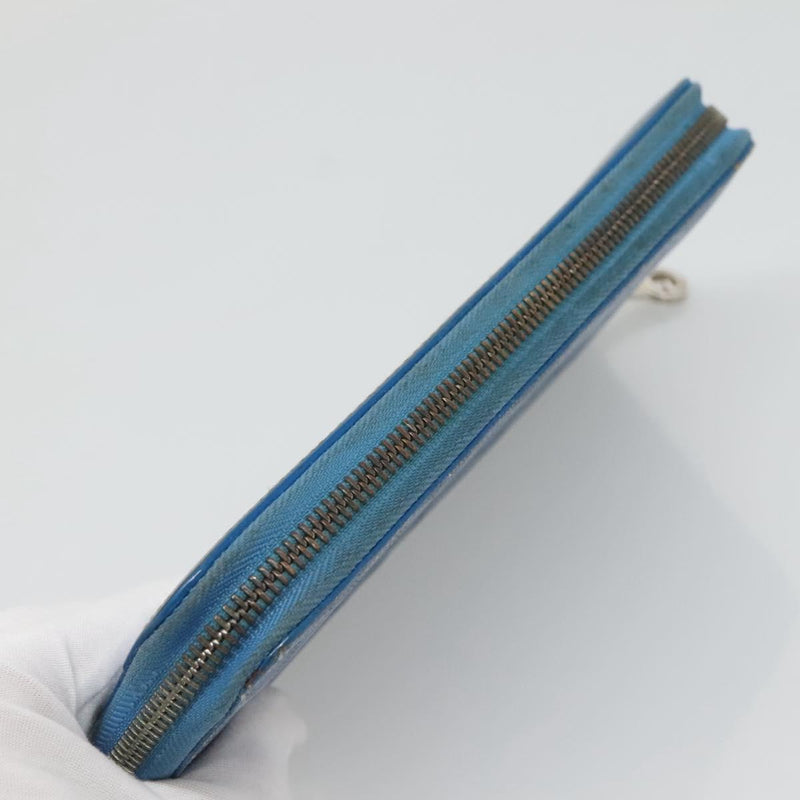 GOYARD Herringbone Matignon GM Long Wallet PVC Leather Blue Auth hk2462