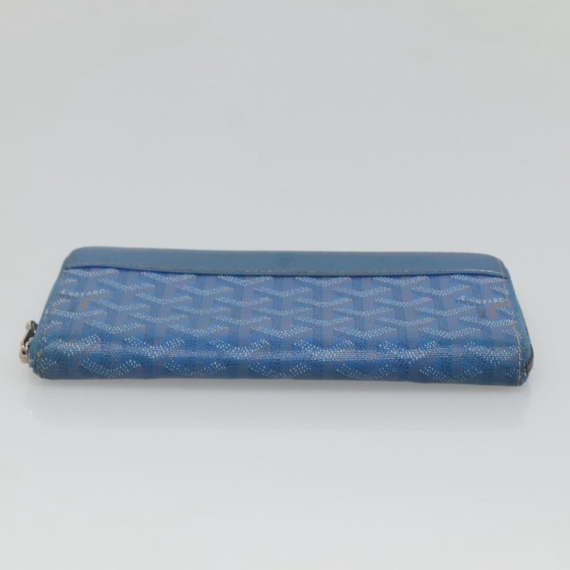 GOYARD Herringbone Matignon GM Long Wallet PVC Leather Blue Auth hk2462