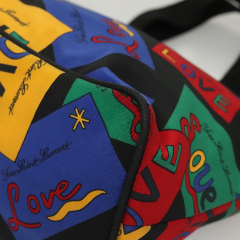SAINT LAURENT Hand Bag Nylon Black Red blue Auth hk2470