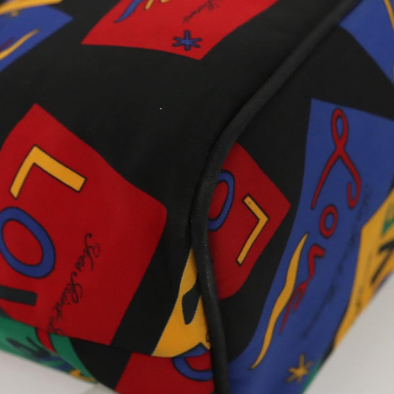SAINT LAURENT Hand Bag Nylon Black Red blue Auth hk2470