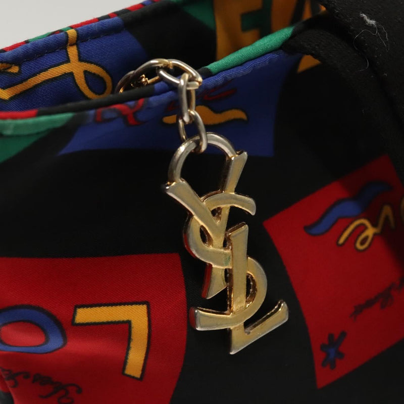 SAINT LAURENT Hand Bag Nylon Black Red blue Auth hk2470