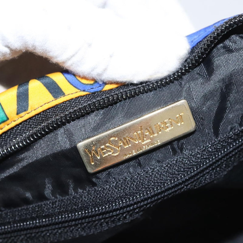 SAINT LAURENT Hand Bag Nylon Black Red blue Auth hk2470