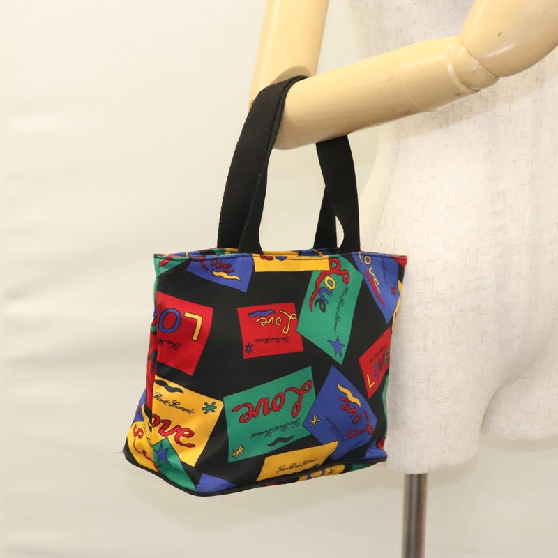 SAINT LAURENT Hand Bag Nylon Black Red blue Auth hk2470