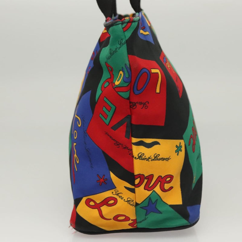 SAINT LAURENT Hand Bag Nylon Black Red blue Auth hk2470