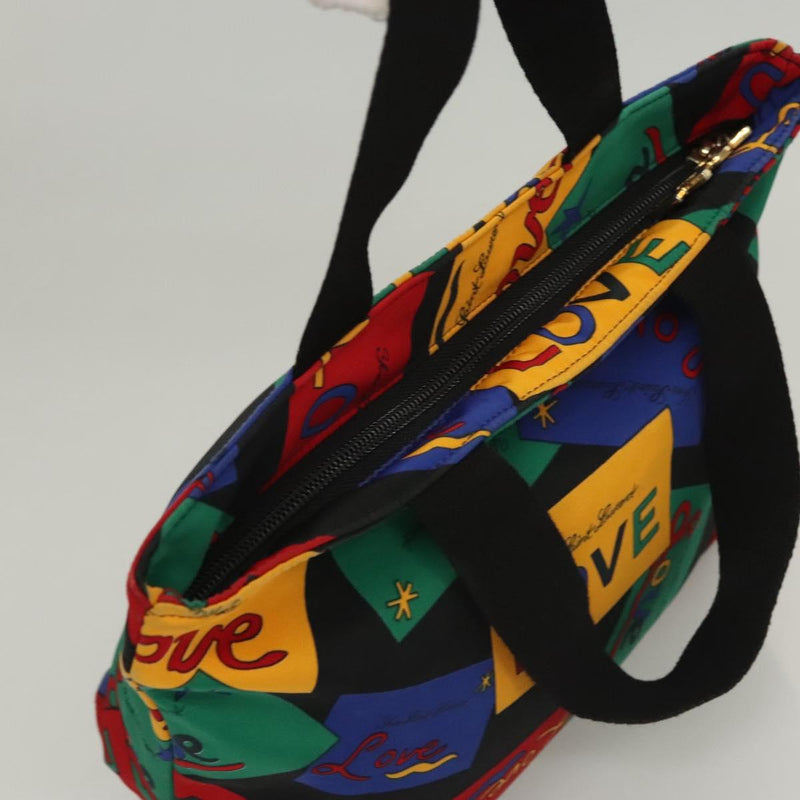 SAINT LAURENT Hand Bag Nylon Black Red blue Auth hk2470
