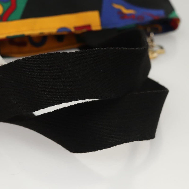 SAINT LAURENT Hand Bag Nylon Black Red blue Auth hk2470
