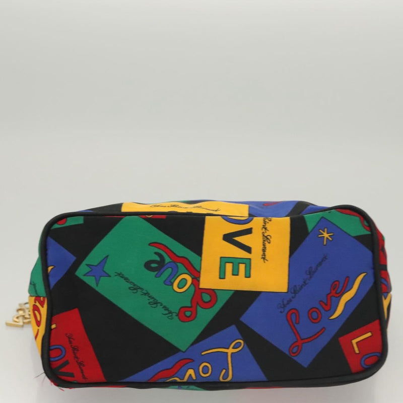 SAINT LAURENT Hand Bag Nylon Black Red blue Auth hk2470