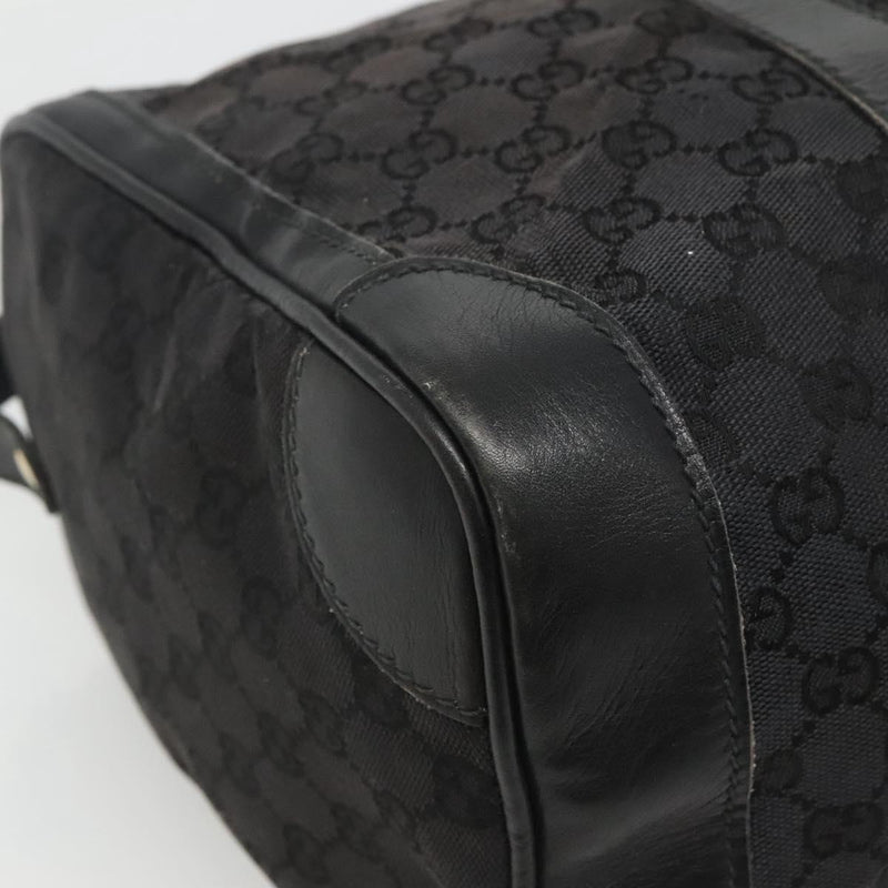 GUCCI GG Canvas Boston Bag Black Gold Auth hk2471