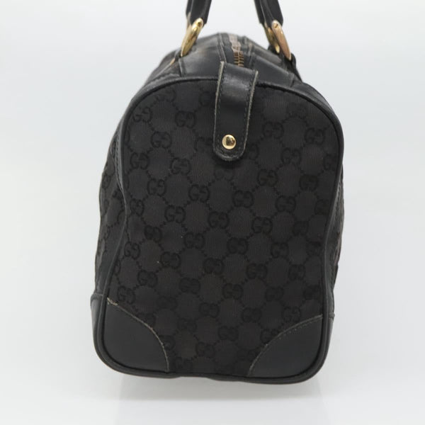 GUCCI GG Canvas Boston Bag Black Gold Auth hk2471