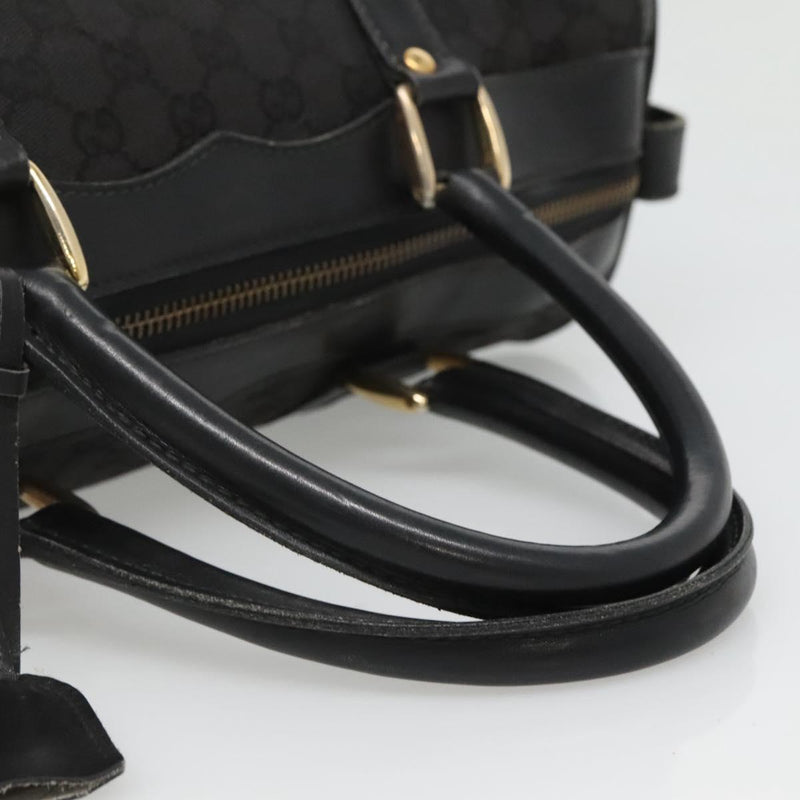 GUCCI GG Canvas Boston Bag Black Gold Auth hk2471