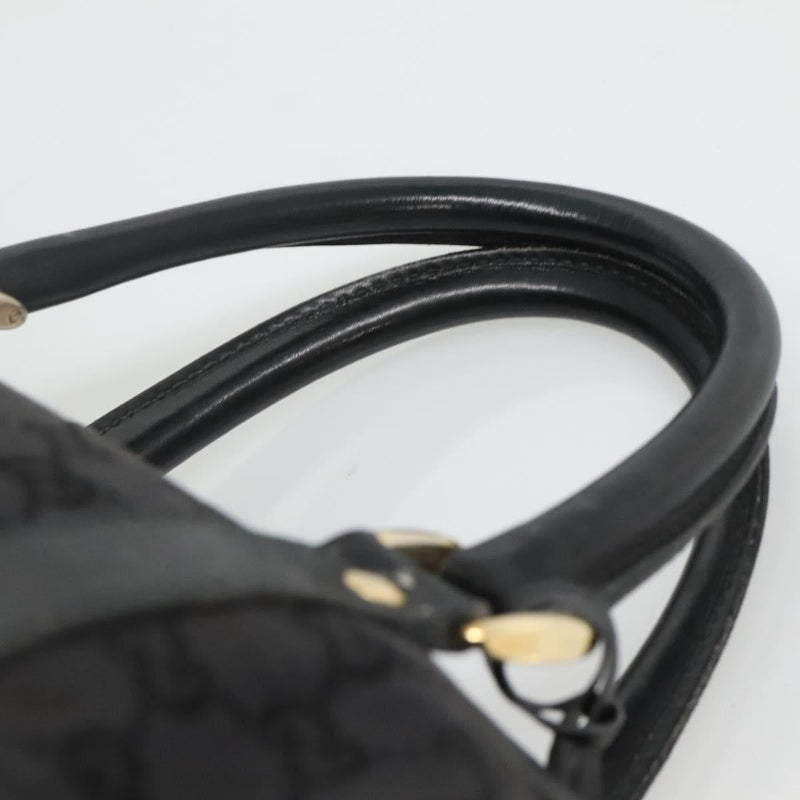 GUCCI GG Canvas Boston Bag Black Gold Auth hk2471