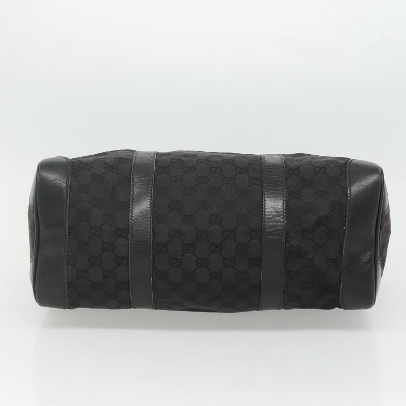 GUCCI GG Canvas Boston Bag Black Gold Auth hk2471