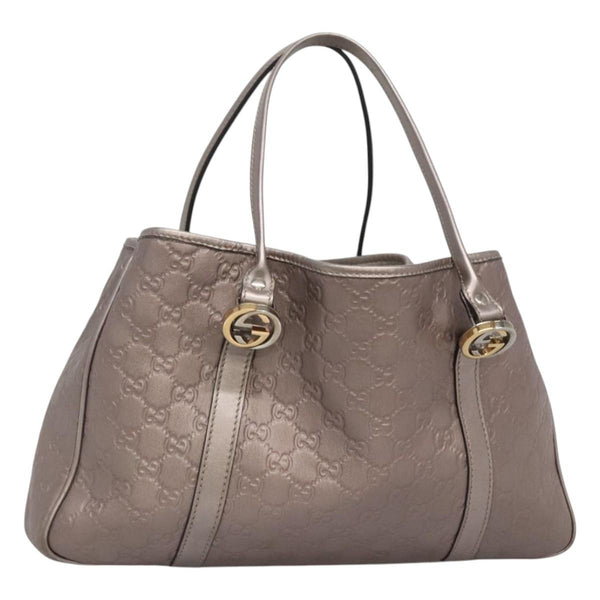 GUCCI GG Canvas Guccissima Tote Bag Leather Pink Gold 232957 Auth hk2473