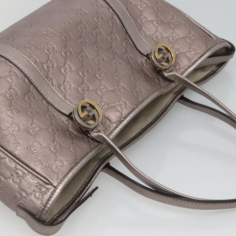 GUCCI GG Canvas Guccissima Tote Bag Leather Pink Gold 232957 Auth hk2473