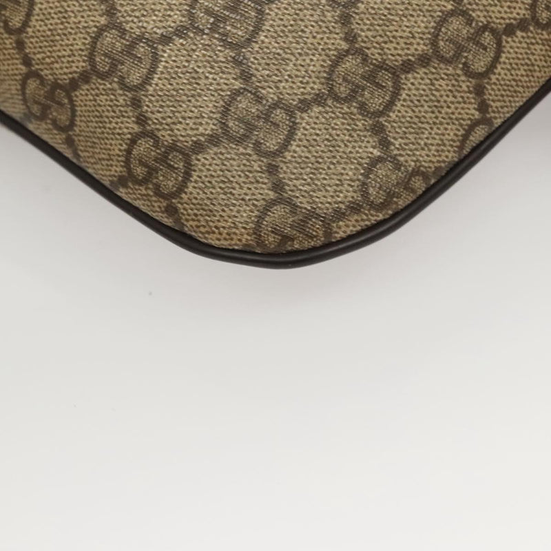 GUCCI GG Supreme Waist bag PVC Leather Beige Gold 233269 Auth hk2477