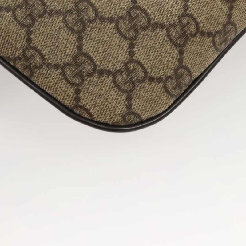 GUCCI GG Supreme Waist bag PVC Leather Beige Gold 233269 Auth hk2477