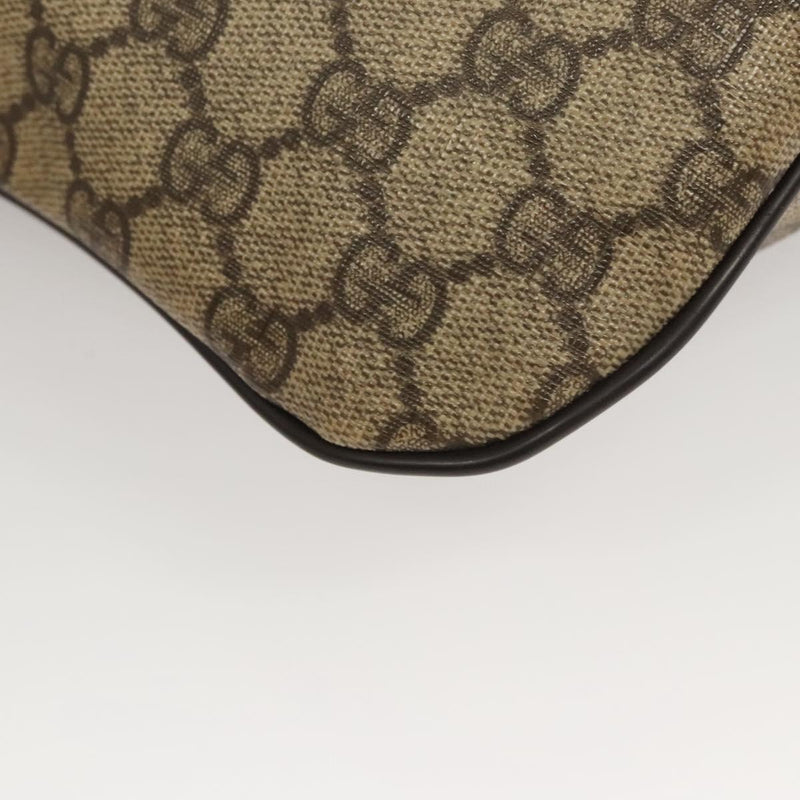 GUCCI GG Supreme Waist bag PVC Leather Beige Gold 233269 Auth hk2477