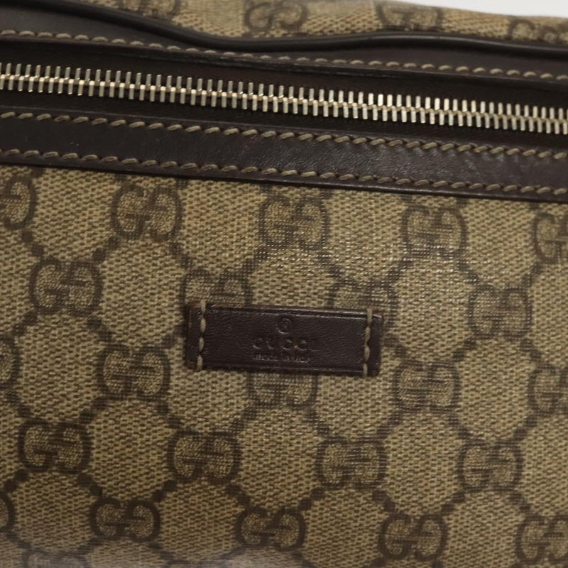 GUCCI GG Supreme Waist bag PVC Leather Beige Gold 233269 Auth hk2477
