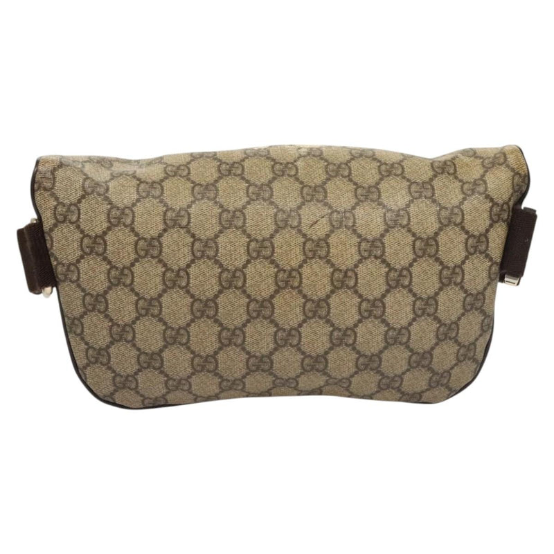GUCCI GG Supreme Waist bag PVC Leather Beige Gold 233269 Auth hk2477