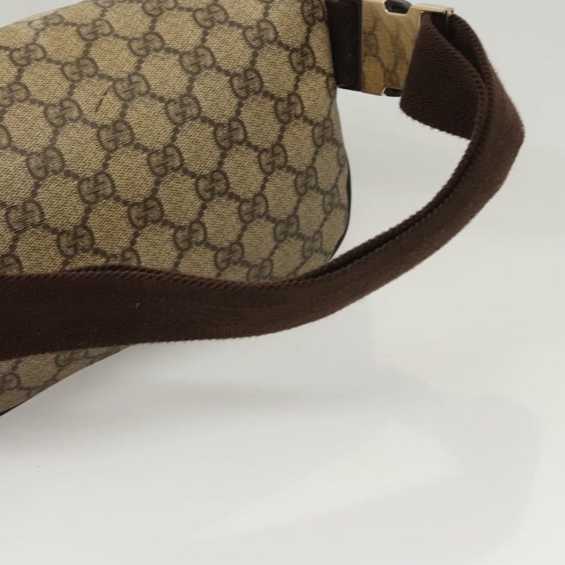GUCCI GG Supreme Waist bag PVC Leather Beige Gold 233269 Auth hk2477