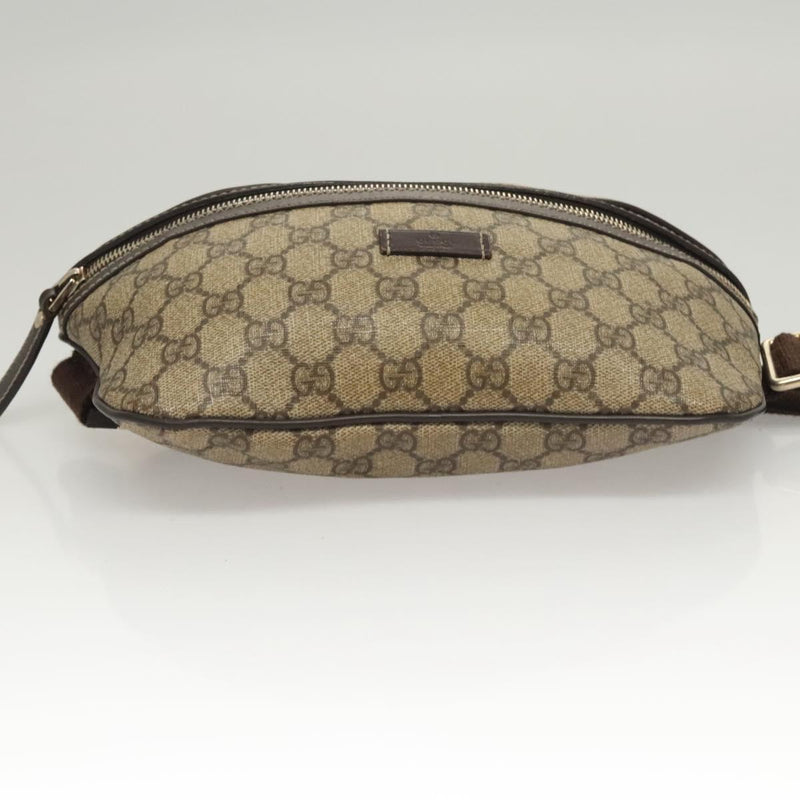 GUCCI GG Supreme Waist bag PVC Leather Beige Gold 233269 Auth hk2477