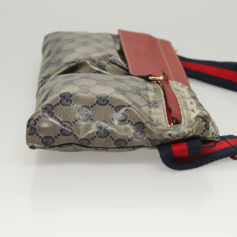 GUCCI GG crystal Sherry Line bag Coated Canvas Navy Silver 28566 Auth hk2484