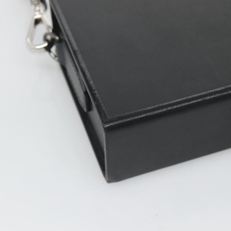 FENDI Box Shoulder Bag Leather Black Silver Auth hk2491