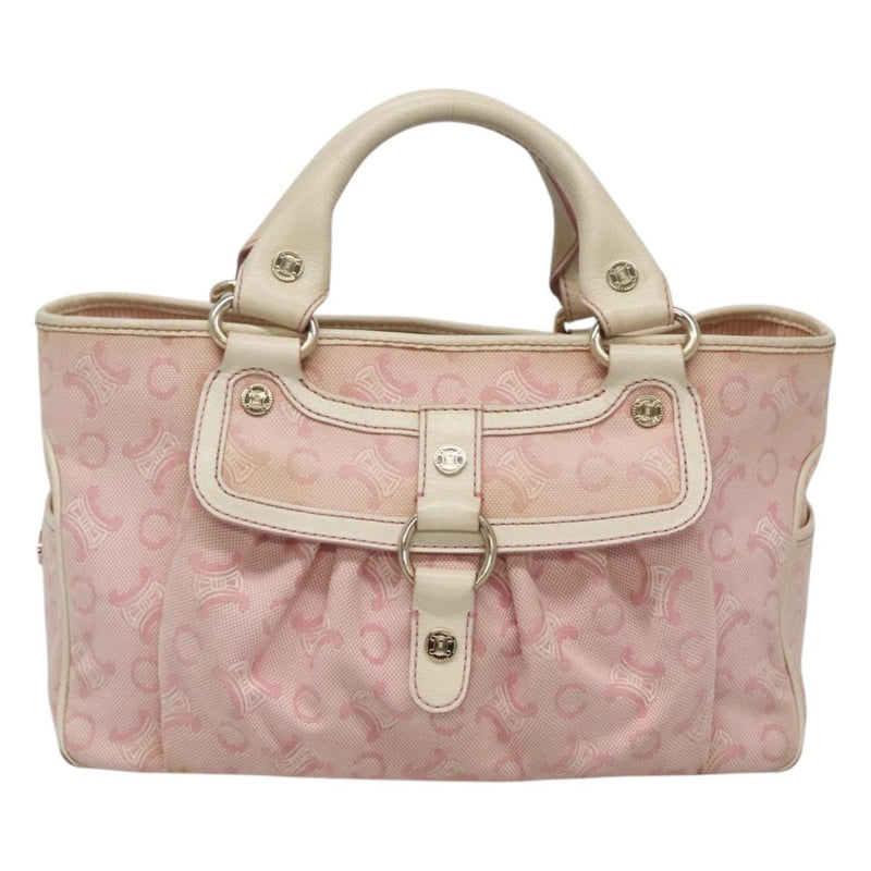 CELINE C Macadam Canvas Boogie Hand Bag Pink Gold Auth hk2503