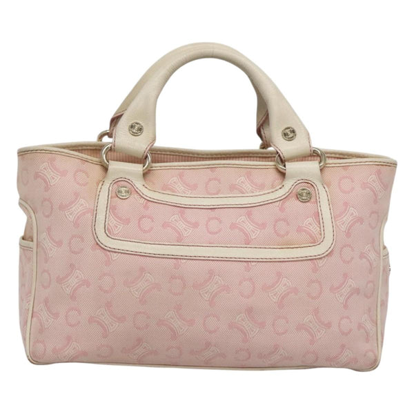 CELINE C Macadam Canvas Boogie Hand Bag Pink Gold Auth hk2503