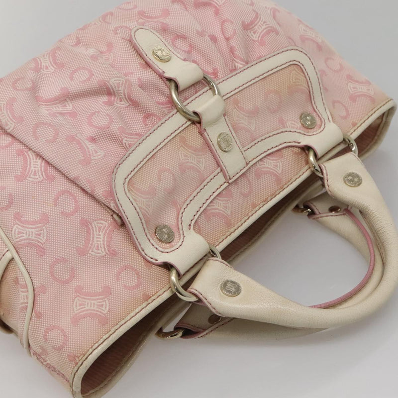 CELINE C Macadam Canvas Boogie Hand Bag Pink Gold Auth hk2503