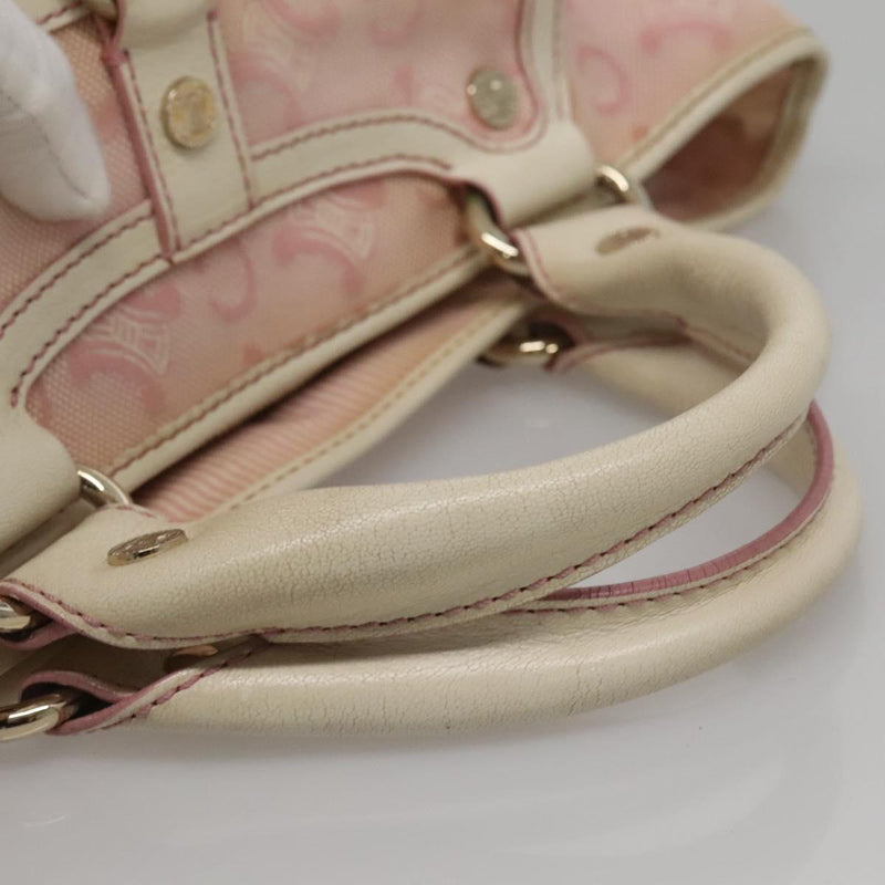 CELINE C Macadam Canvas Boogie Hand Bag Pink Gold Auth hk2503