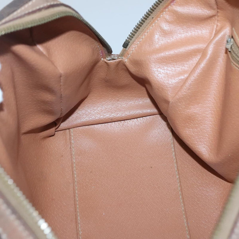 CELINE Macadam Canvas Mini Boston Bag PVC Leather Brown Gold Auth hk2504