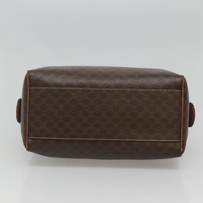 CELINE Macadam Canvas Mini Boston Bag PVC Leather Brown Gold Auth hk2504