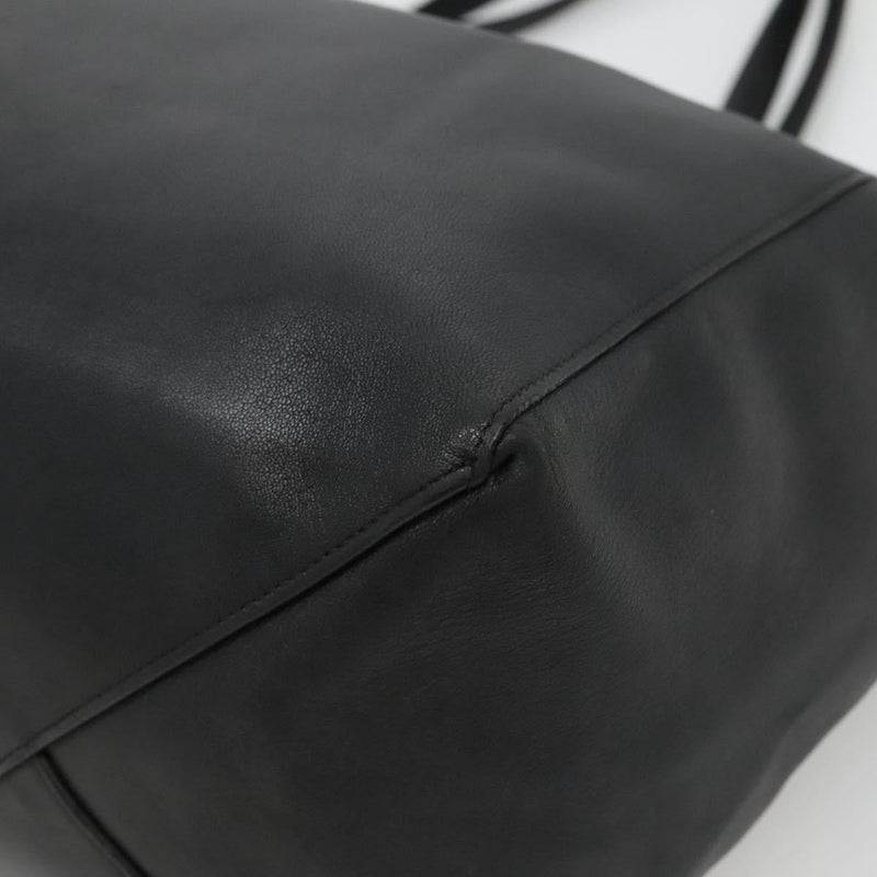 CELINE Horizontal Cabas Tote Bag Leather Black Gold Auth hk2511