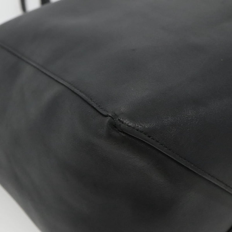 CELINE Horizontal Cabas Tote Bag Leather Black Gold Auth hk2511