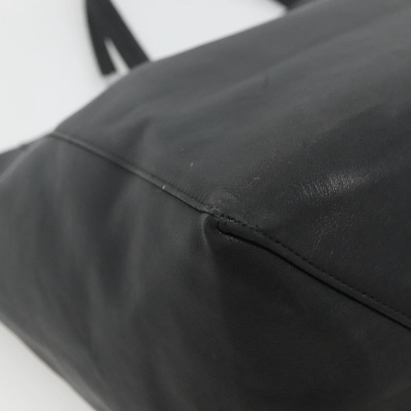 CELINE Horizontal Cabas Tote Bag Leather Black Gold Auth hk2511