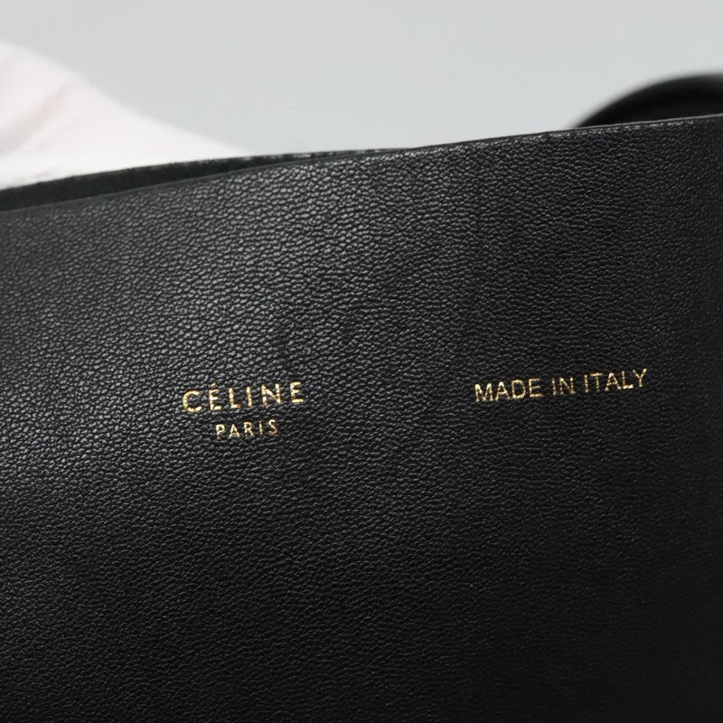 CELINE Horizontal Cabas Tote Bag Leather Black Gold Auth hk2511