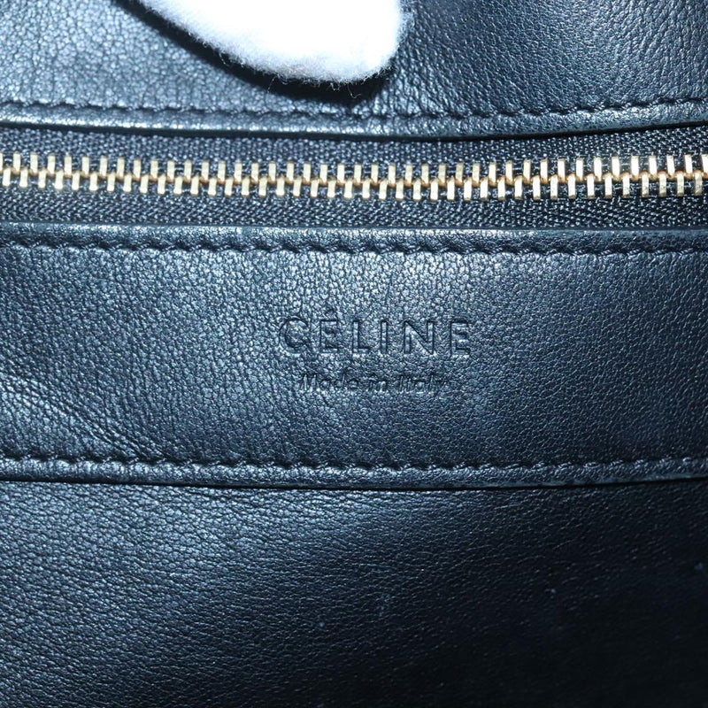 CELINE Horizontal Cabas Tote Bag Leather Black Gold Auth hk2511