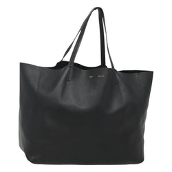 CELINE Horizontal Cabas Tote Bag Leather Black Gold Auth hk2511