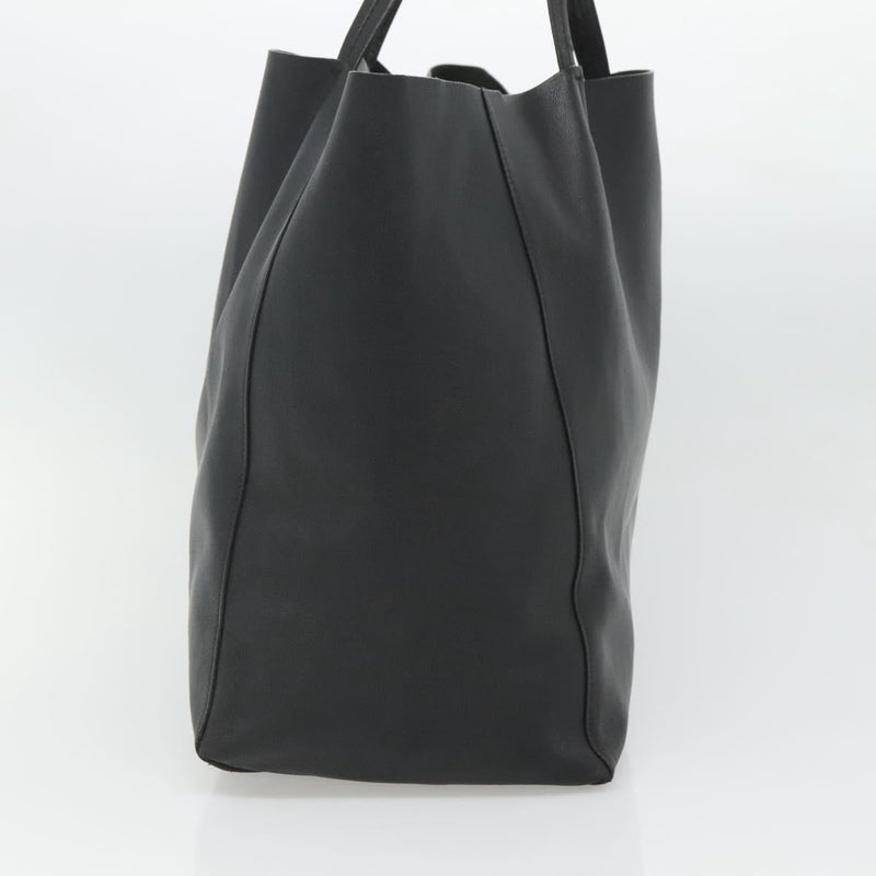 CELINE Horizontal Cabas Tote Bag Leather Black Gold Auth hk2511