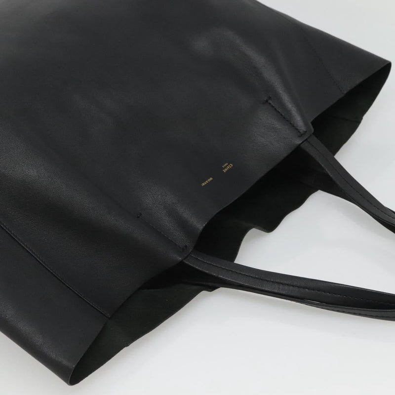 CELINE Horizontal Cabas Tote Bag Leather Black Gold Auth hk2511